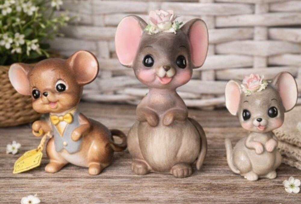 3 Josef Original Anthropomorphic Mice Mouse Wedding Groom Bridesmaid Flower Girl